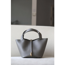 Hermes Picotin Lock 18 Clemence Sesame(2S) Palladium Hardware Dark Brown