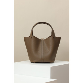 Hermes Picotin Lock 18 Clemence Mykonos(7Q) Palladium Hardware Dark Brown