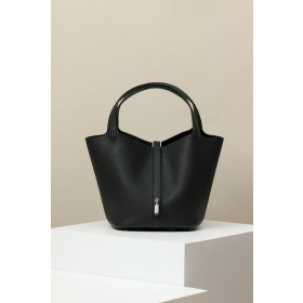 Hermes Picotin Lock 18 Clemence Rose Lipstick (U5) Palladium Hardware Black
