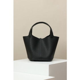 Hermes Picotin Lock 18 Clemence Rose Lipstick (U5) Palladium Hardware Black