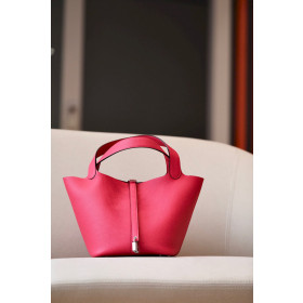 Hermes Picotin Lock 18 Clemence Vert Bronze(60) Gold Hardware Pink