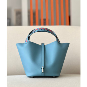 Hermes Picotin Lock 18 Clemence Trench(S2) Gold Hardware Blue