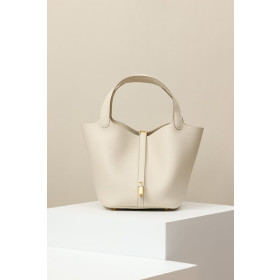Hermes Picotin Lock 18 Clemence Vert Amande(63) Palladium Hardware White