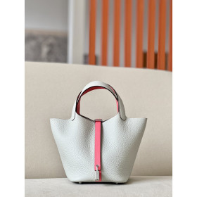 Hermes Picotin Lock 22 Clemence Etain(8F) Palladium Hardware White