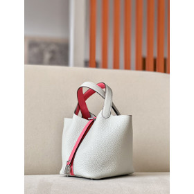 Hermes Picotin Lock 22 Clemence Etain(8F) Palladium Hardware White