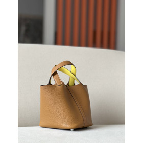 Hermes Picotin Lock 18 Clemence Vert Fizz(0S) Palladium Hardware Brown