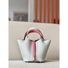 Hermes Picotin Lock 22 Clemence Etain(8F) Gold Hardware White