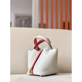 Hermes Picotin Lock 22 Clemence Etain(8F) Gold Hardware White