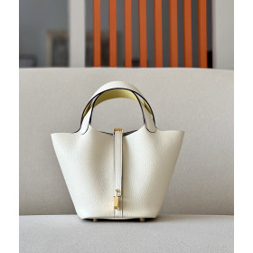 Hermes Picotin Lock 22 Clemence Anemone(P9) Palladium Hardware White