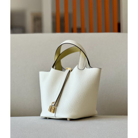 Hermes Picotin Lock 22 Clemence Anemone(P9) Palladium Hardware White