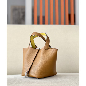 Hermes Picotin Lock 22 Clemence Gold(37) Gold Hardware Brown