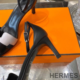 Hermes Premiere 70 Sandals Women Calfskin Black/White