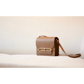 Hermes Roulis Mini Evercolor Gris Asphalte (M8) Palladium Hardware Brown