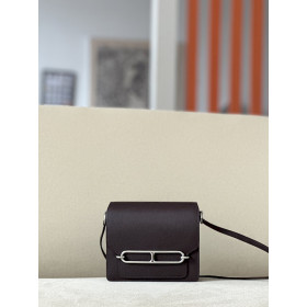 Hermes Roulis Mini Evercolor Rose D&acirc;ete (K4) Palladium Hardware Dark Brown