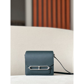 Hermes Roulis Mini Evercolor Gris Asphalte (M8) Gold Hardware Cypress Green