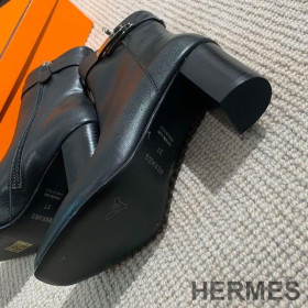 Hermes Saint Germain Ankle Boots Women Genuine Leather Black
