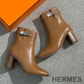 Hermes Saint Germain Ankle Boots Women Genuine Leather Brown