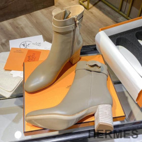Hermes Saint Germain Ankle Boots Women Heritage Calfskin Beige