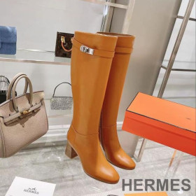Hermes Story Shorter Boots Women Box Calfskin Brown