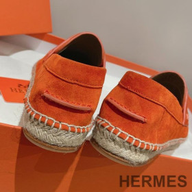Hermes Trip Espadrilles Women Suede Orange