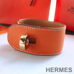 Hermes Turn-Lock Bracelets Box Calfskin Gold Hardware Black/Brown