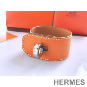 Hermes Turn-Lock Bracelets Box Calfskin Silver Hardware Multicolor