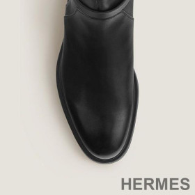 Hermes Veo Ankle Boots Women Calfskin with Ankle Strap Black