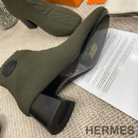 Hermes Volver 60 Ankle Boots Women Knit Green