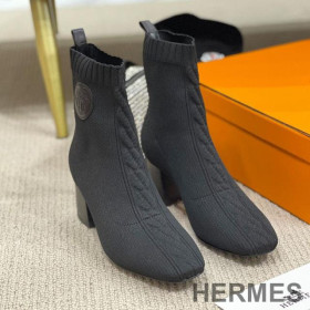Hermes Volver 60 Ankle Boots Women Knit Grey