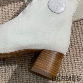 Hermes Volver 60 Ankle Boots Women Knit White