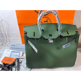 Hermes Birkin 35cm Bag Palladium Plated Army Green