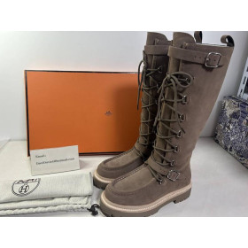 Hermes Free People Ava Tall Lace Up Boots Greyish Brown