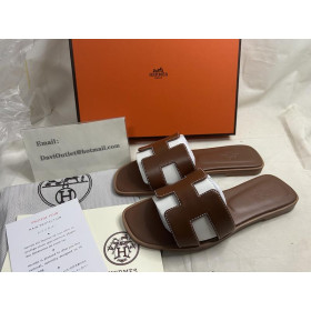 Hermes GOATSKIN WOMEN Oran Sandals Brown