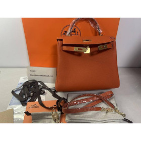 Hermes Kelly28 Orange Togo Leather Gold Hardware