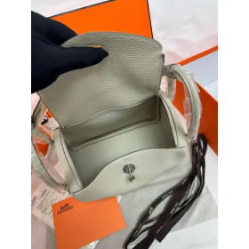 Hermes Lindy 26CM Bag Clemence Leather Handcrafted White