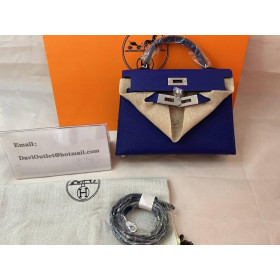 Hermes Mini Kelly 20 Epsom Bleu Electrique Palladium Hardware