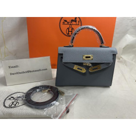 Hermes Mini Kelly 20cm Shoulder Bag Dark Grey