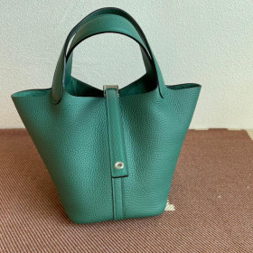 Hermes Picotin Lock 18 Bag Dark Green Clemence Palladium Hardware
