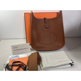 Hermes Taurillon Clemence Evelyne TPM Gold Brown