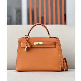 Hermes Kelly Pochette Swift Chai (0M) Gold Hardware Orange