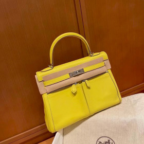 Hermes Garden Party 30 Negonda Blanc (01) Palladium Hardware Yellow