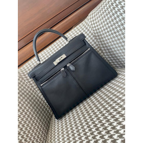 Hermes Garden Party 30 Negonda Bougainviuier (A5) Palladium Hardware Black