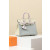 Hermes Kelly Pochette Swift Etoupe (18) Palladium Hardware Blue