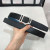 Hermes Etrier belt silver buckle & Reversible leather strap 32 mm in black and blue