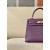 Hermes Kelly 25 Epsom Sesame (2S) Palladium Hardware Purple