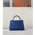 Hermes Kelly Mini Epsom Gris Meyer (0L) Palladium Hardware Dark Blue