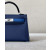 Hermes Kelly Mini Epsom Gris Meyer (0L) Palladium Hardware Dark Blue