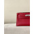 Hermes Kelly Pochette Swift Gris Perle (80) Palladium Hardware Red