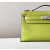 Hermes Kelly Pochette Alligator Vert Fonce (67) Palladium Hardware Yellow