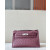 Hermes Kelly Pochette Ostrich Rose Sakura (3Q) Palladium Hardware Burgundy Red
